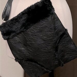 American Eagle Black Faux Fur crossbody